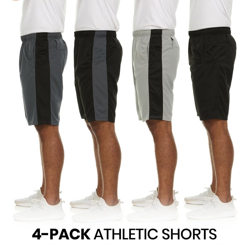 Essential Elements 4 Pack: Men's Dry-Fit Sweat Resistant Active Athletic Performance Shorts - Image 5